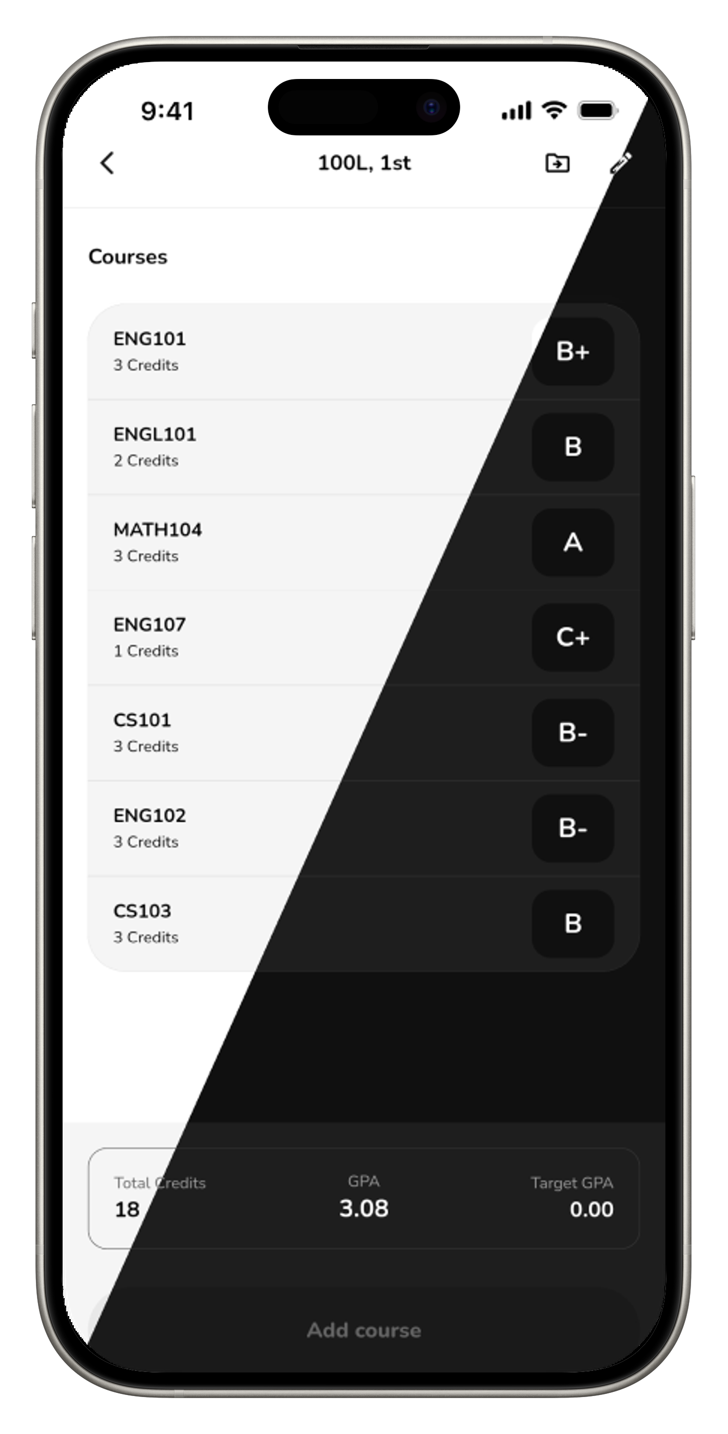 Light and dark mode screen